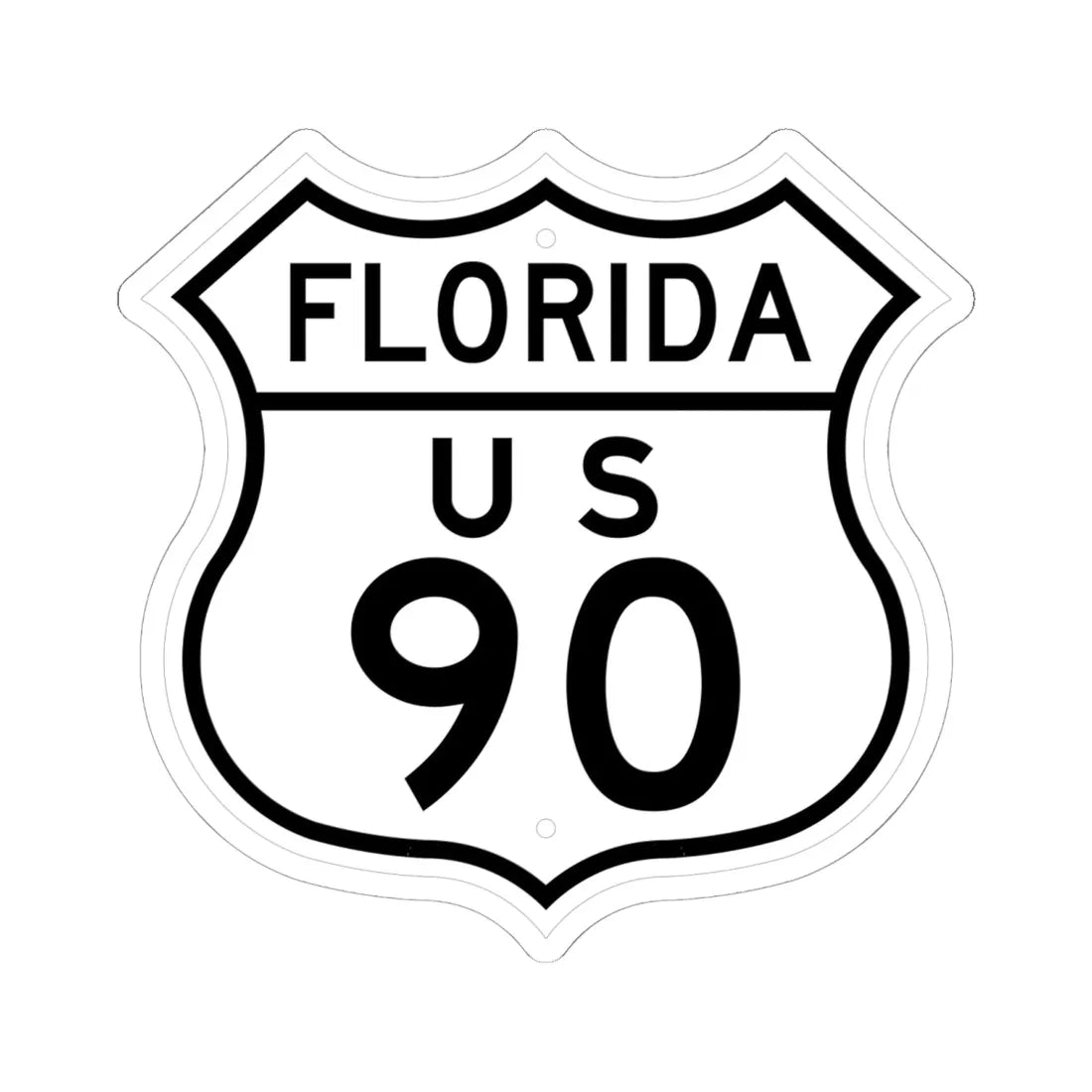 US 90 Florida 1948 (Florida) (Road Sign) STICKER Vinyl Kiss-Cut Decal 6 Inch White - The Sticker Space