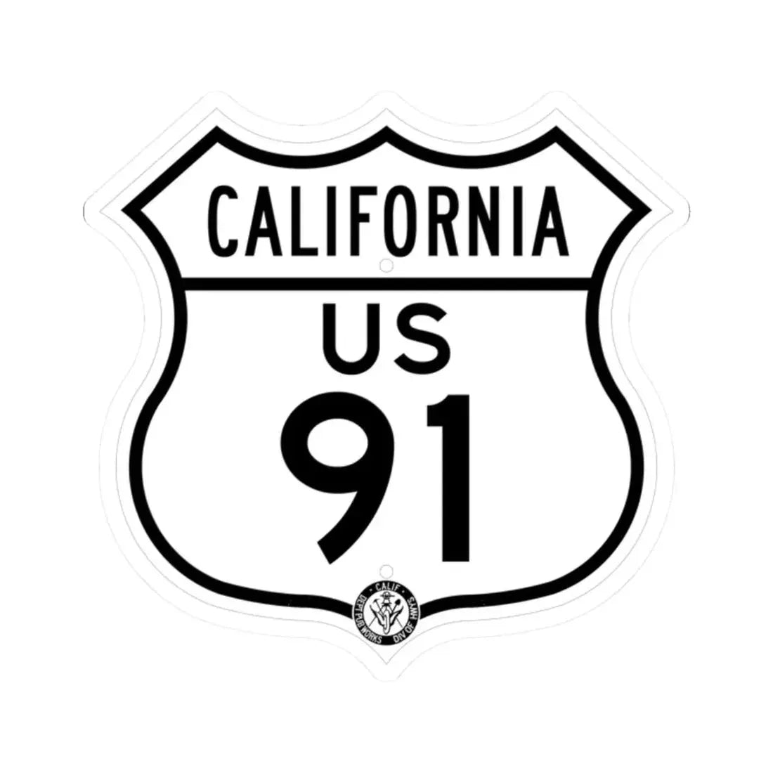 US 91 California 1948 (California) (Road Sign) STICKER Vinyl Kiss-Cut Decal 2 Inch White - The Sticker Space