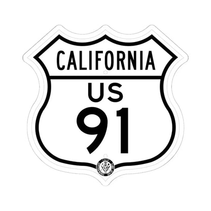 US 91 California 1948 (California) (Road Sign) STICKER Vinyl Kiss-Cut Decal 6 Inch White - The Sticker Space