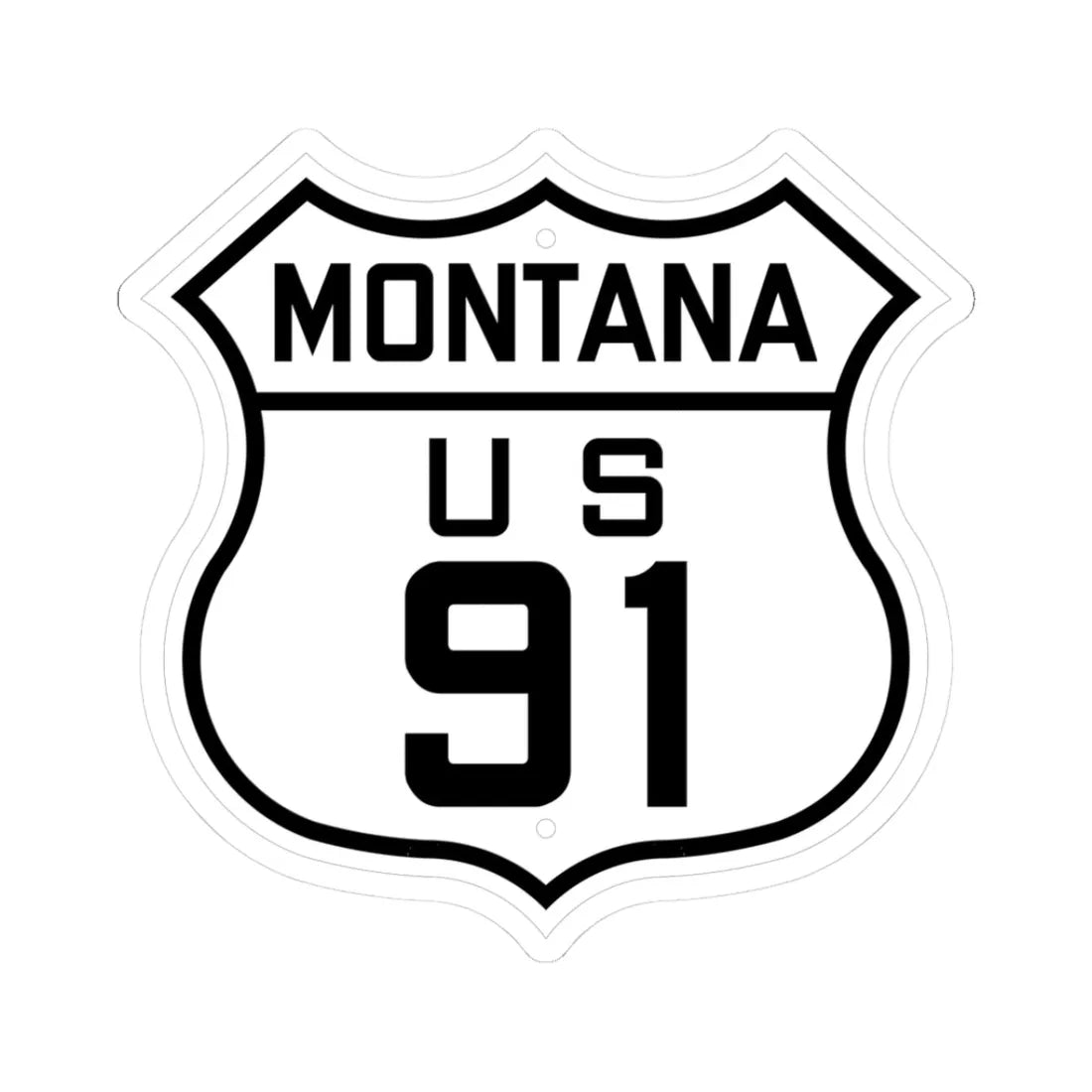 US 91 Montana 1926 (Montana) (Road Sign) STICKER Vinyl Kiss-Cut Decal 3 Inch White - The Sticker Space