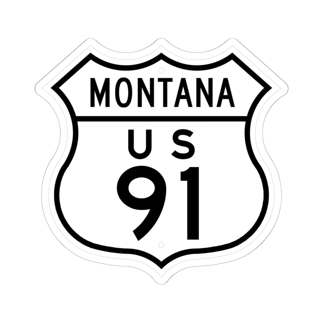 US 91 Montana 1948 (Montana) (Road Sign) STICKER Vinyl Kiss-Cut Decal 6 Inch White - The Sticker Space