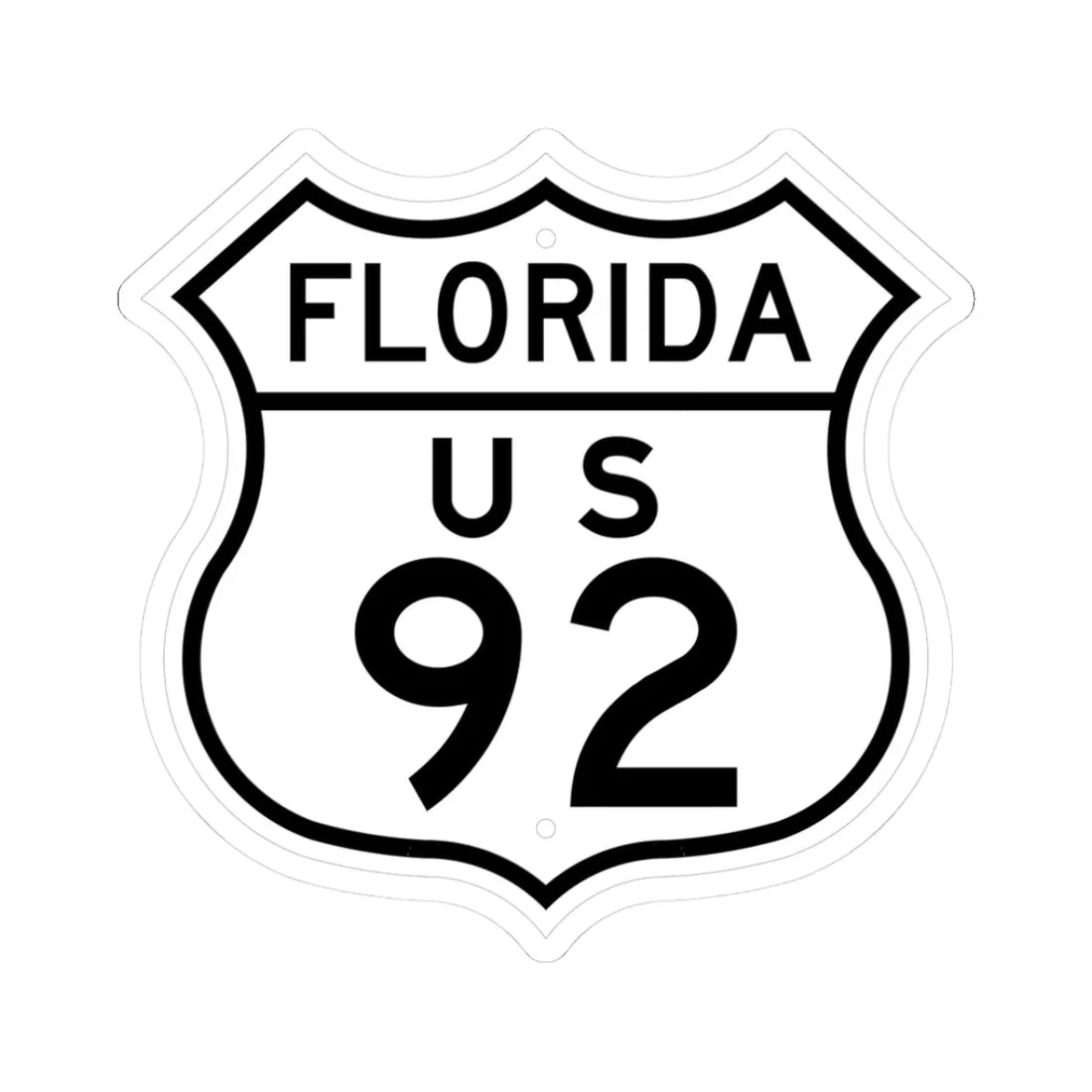 US 92 Florida 1948 (Florida) (Road Sign) STICKER Vinyl Kiss-Cut Decal 3 Inch White - The Sticker Space
