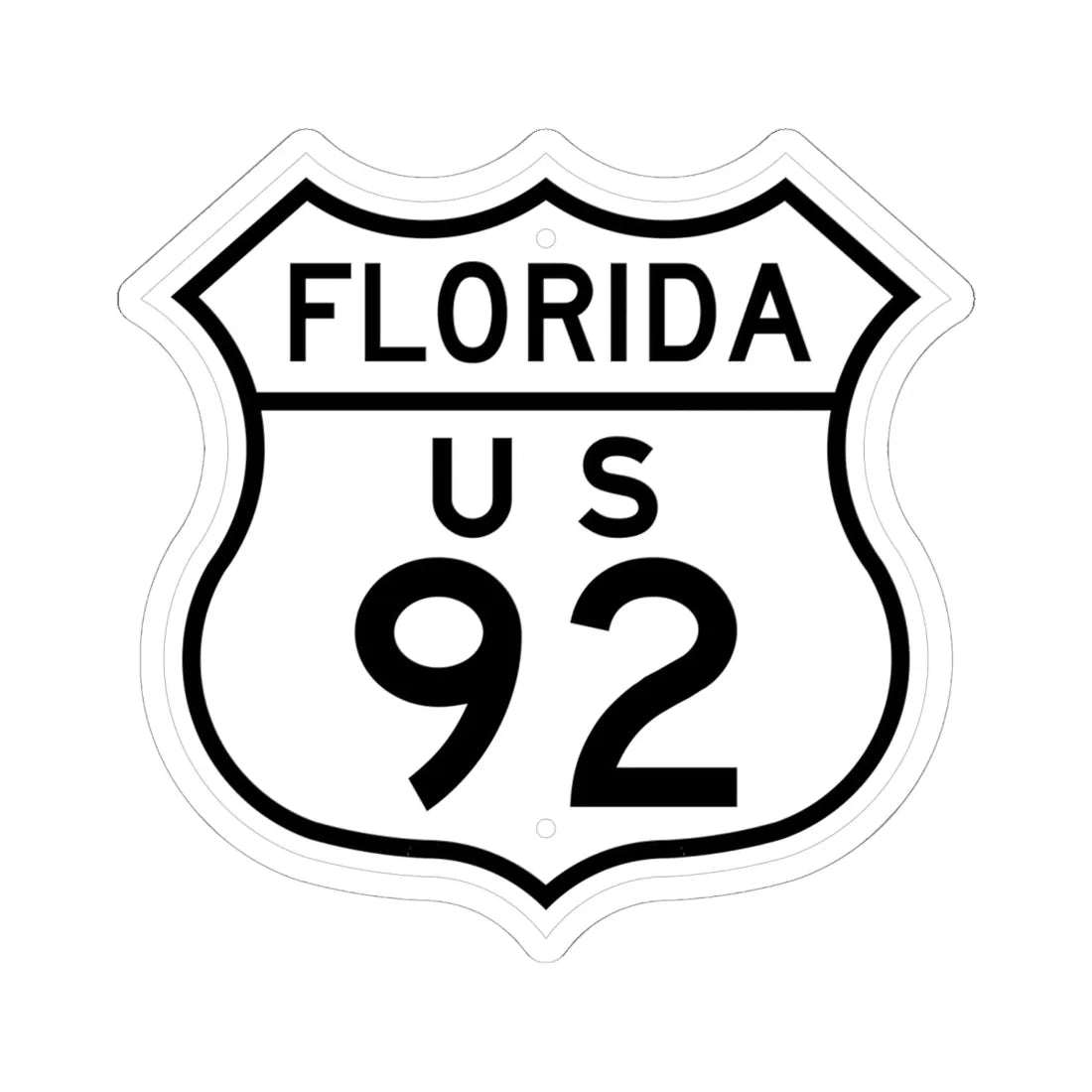 US 92 Florida 1948 (Florida) (Road Sign) STICKER Vinyl Kiss-Cut Decal 6 Inch White - The Sticker Space