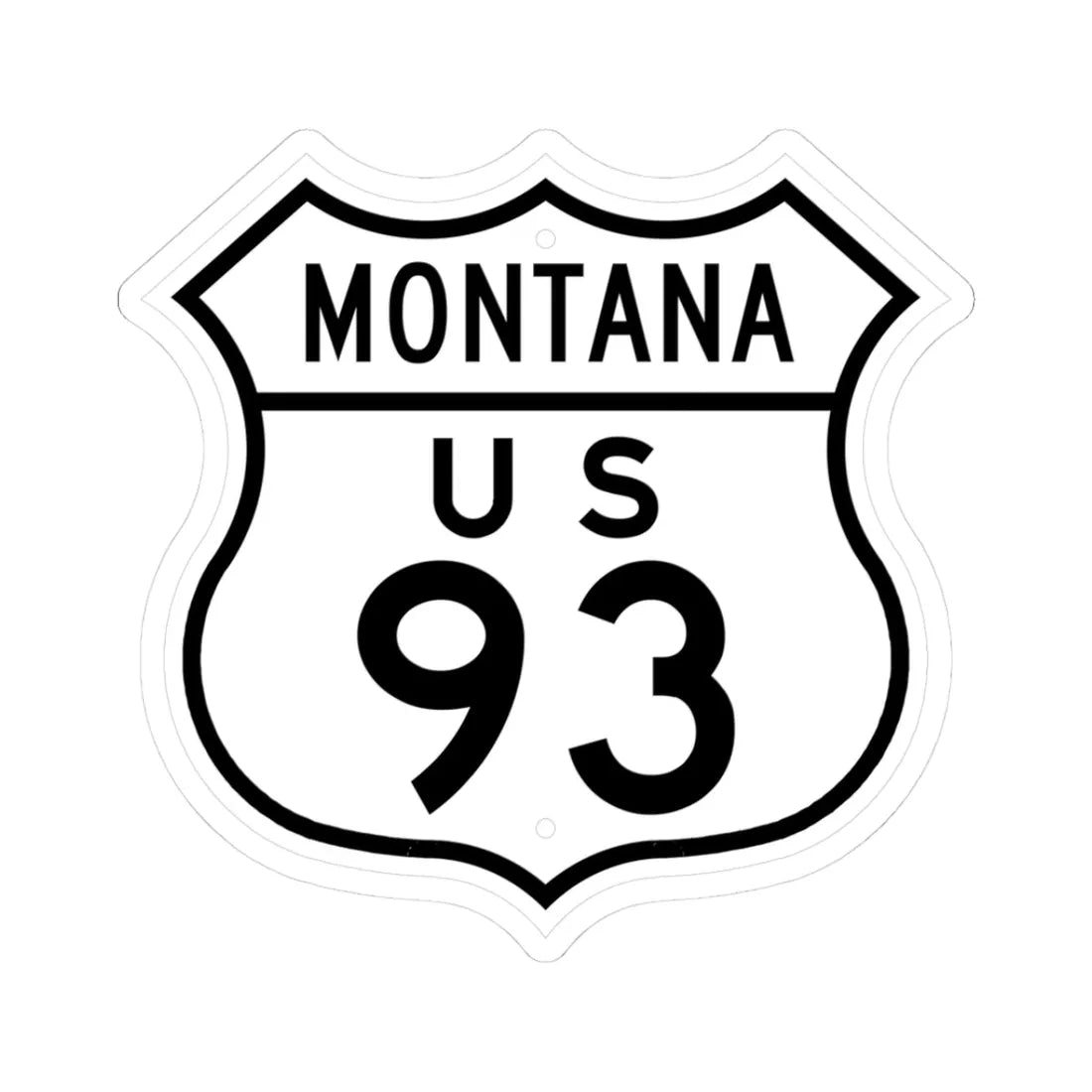 US 93 Montana 1948 (Montana) (Road Sign) STICKER Vinyl Kiss-Cut Decal 3 Inch White - The Sticker Space