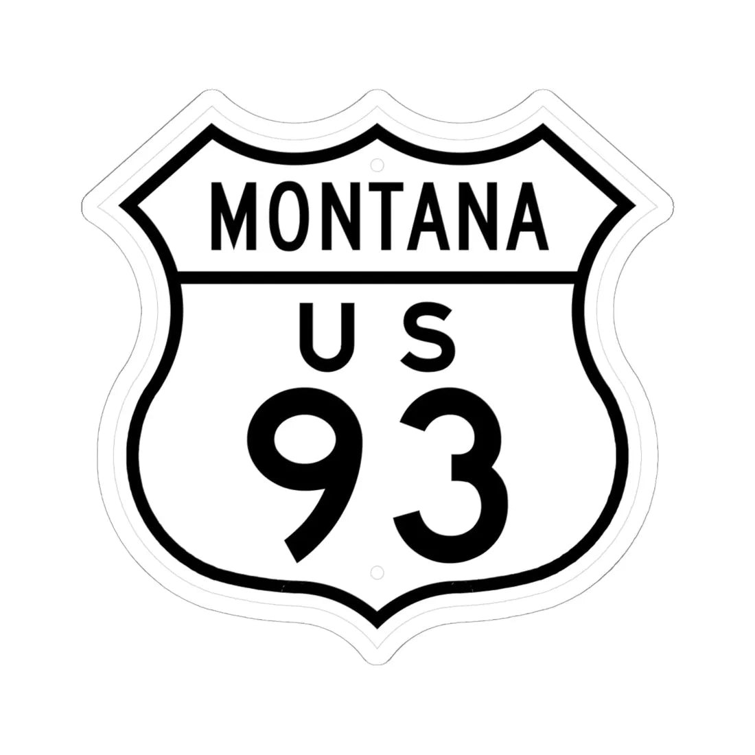 US 93 Montana 1948 (Montana) (Road Sign) STICKER Vinyl Kiss-Cut Decal 6 Inch White - The Sticker Space