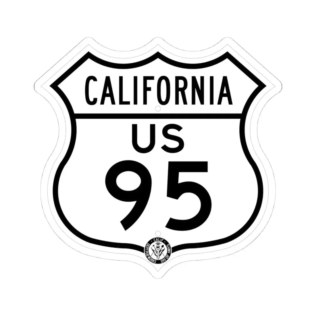 US 95 California 1948 (California) (Road Sign) STICKER Vinyl Kiss-Cut Decal 4 Inch White - The Sticker Space