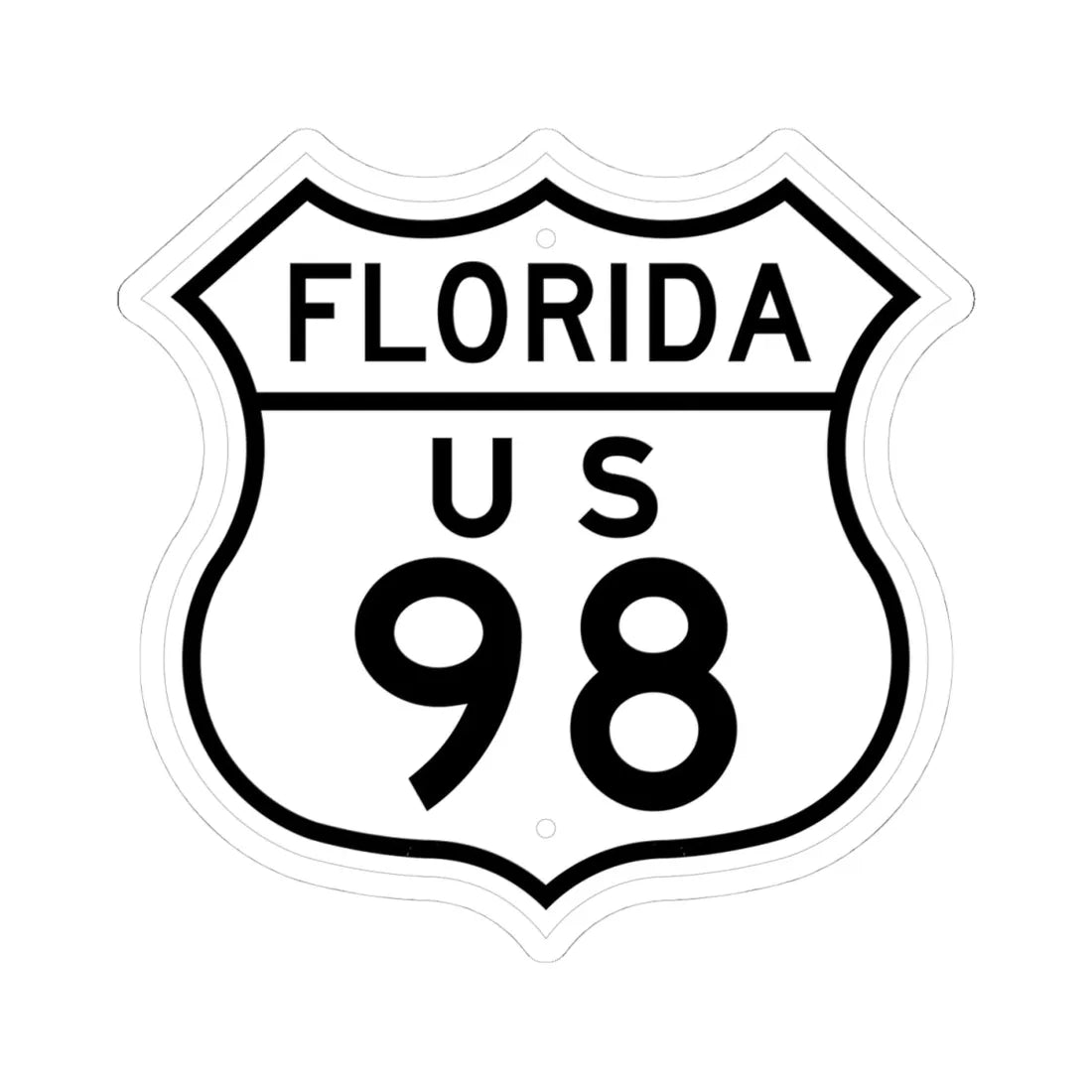 US 98 Florida 1948 (Florida) (Road Sign) STICKER Vinyl Kiss-Cut Decal 4 Inch White - The Sticker Space