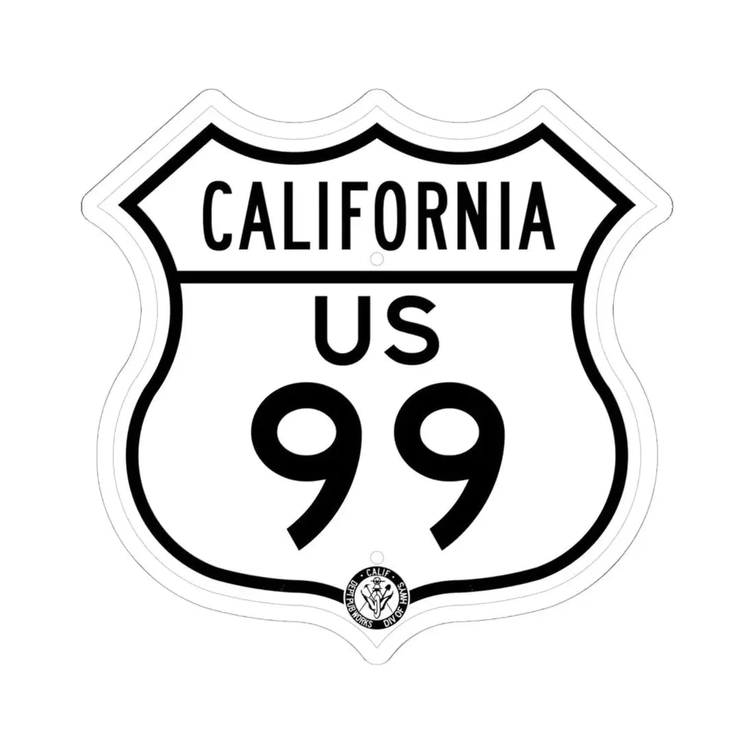 US 99 California 1948 (California) (Road Sign) STICKER Vinyl Kiss-Cut Decal 6 Inch White - The Sticker Space