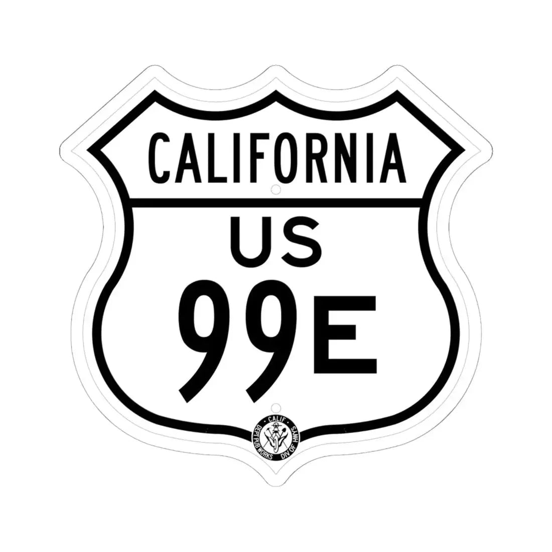 US 99E California 1948 (California) (Road Sign) STICKER Vinyl Kiss-Cut Decal 6 Inch White - The Sticker Space