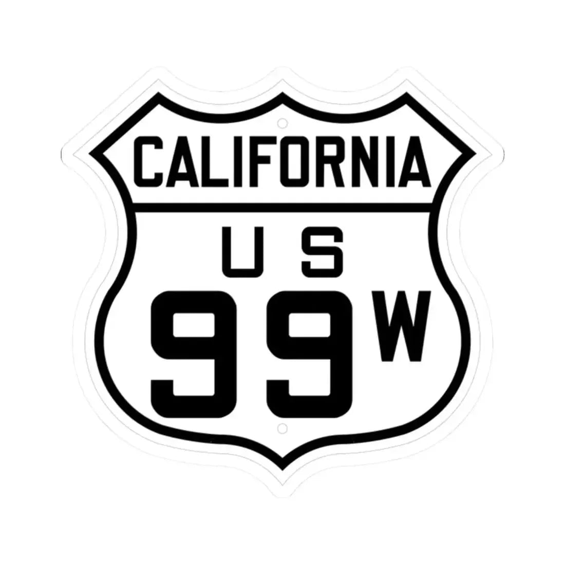 US 99W California 1926 (California) (Road Sign) STICKER Vinyl Kiss-Cut Decal 2 Inch White - The Sticker Space