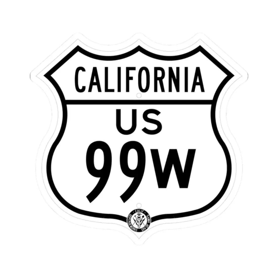 US 99W California 1948 (California) (Road Sign) STICKER Vinyl Kiss-Cut Decal 2 Inch White - The Sticker Space