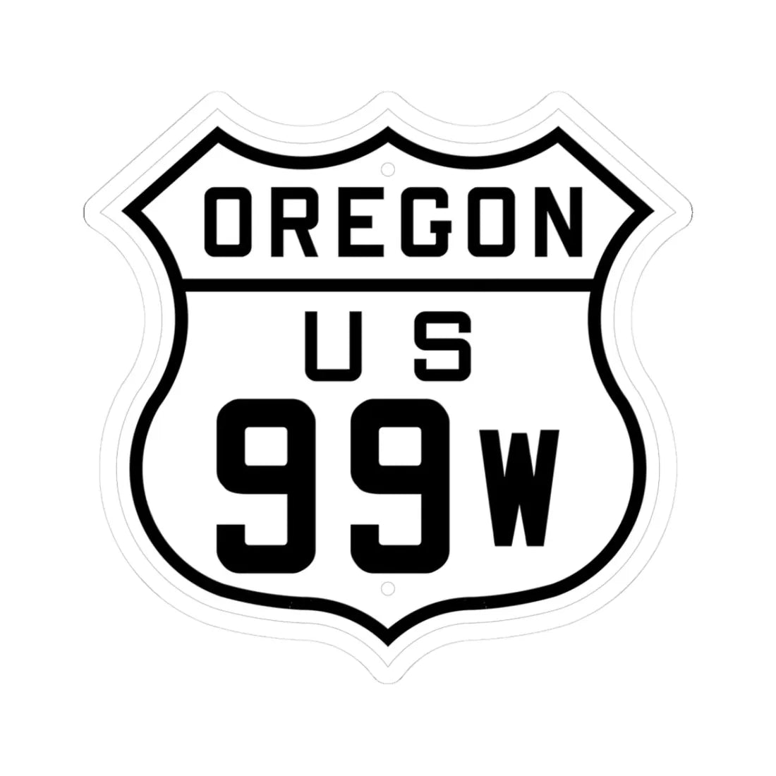 US 99W Oregon 1926 (Oregon) (Road Sign) STICKER Vinyl Kiss-Cut Decal 3 Inch White - The Sticker Space