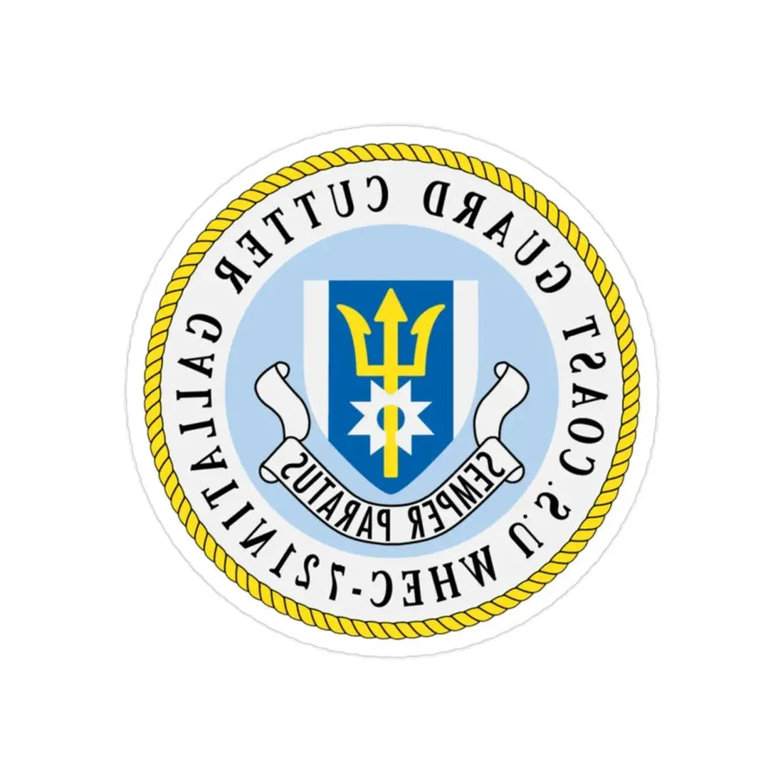 US Coast Guard Cutter Gallatin WHEC 721 (U.S. Coast Guard) REVERSE PRINT Transparent Die-Cut STICKER 2 Inch Die-Cut Transparent - The Sticker Space