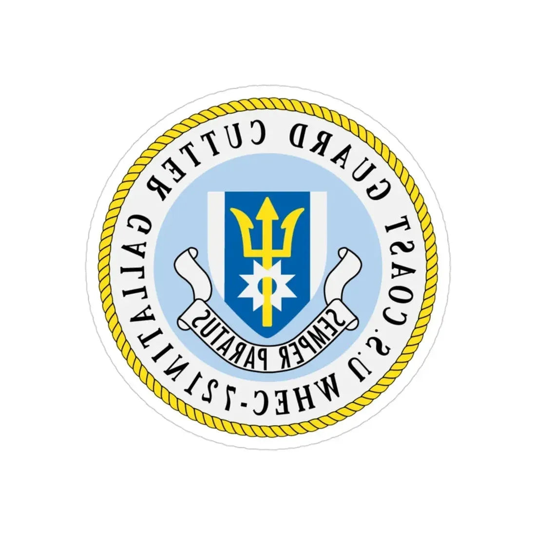 US Coast Guard Cutter Gallatin WHEC 721 (U.S. Coast Guard) REVERSE PRINT Transparent Die-Cut STICKER 3 Inch Die-Cut Transparent - The Sticker Space