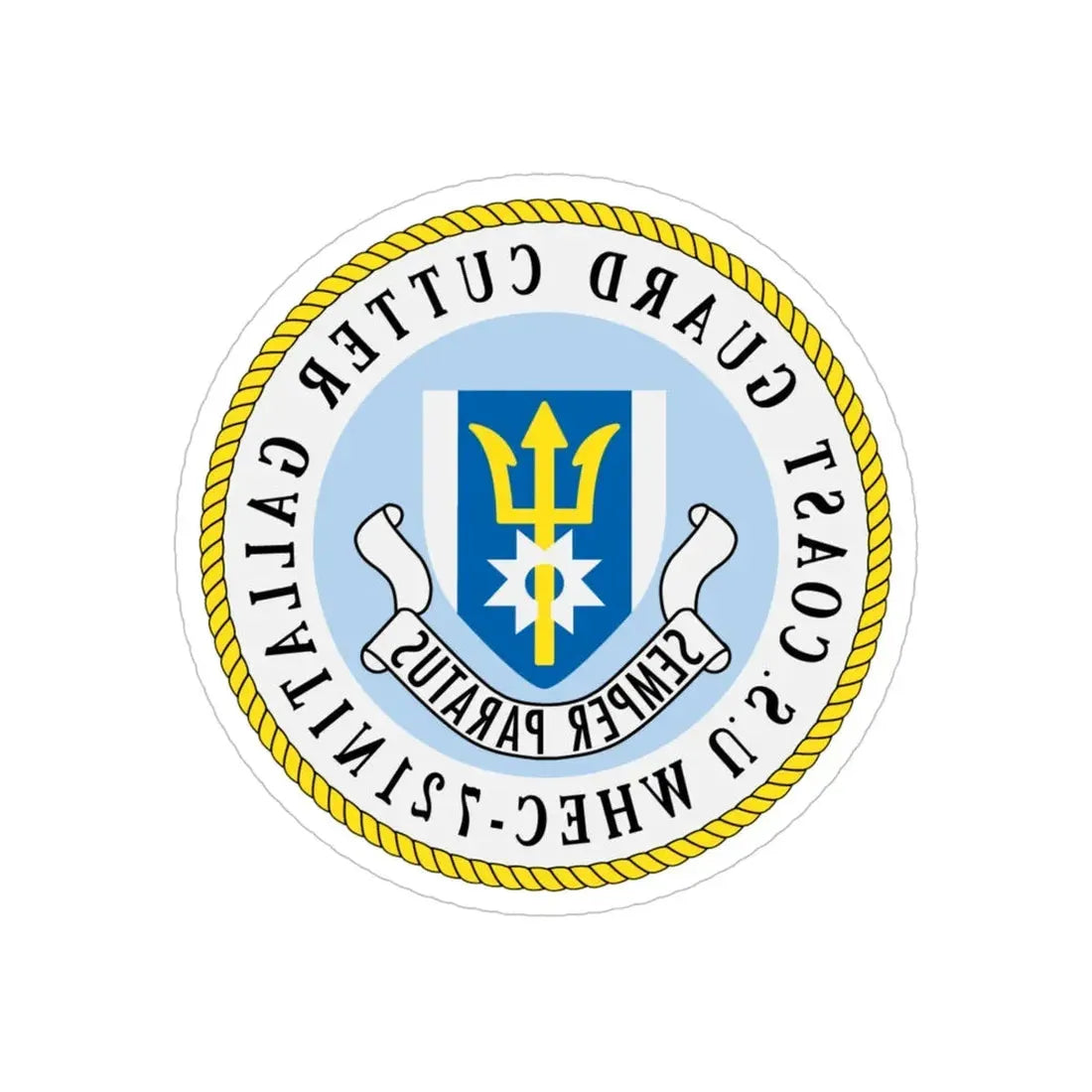 US Coast Guard Cutter Gallatin WHEC 721 (U.S. Coast Guard) REVERSE PRINT Transparent Die-Cut STICKER 4 Inch Die-Cut Transparent - The Sticker Space