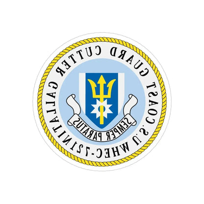 US Coast Guard Cutter Gallatin WHEC 721 (U.S. Coast Guard) REVERSE PRINT Transparent Die-Cut STICKER 4 Inch Die-Cut Transparent - The Sticker Space