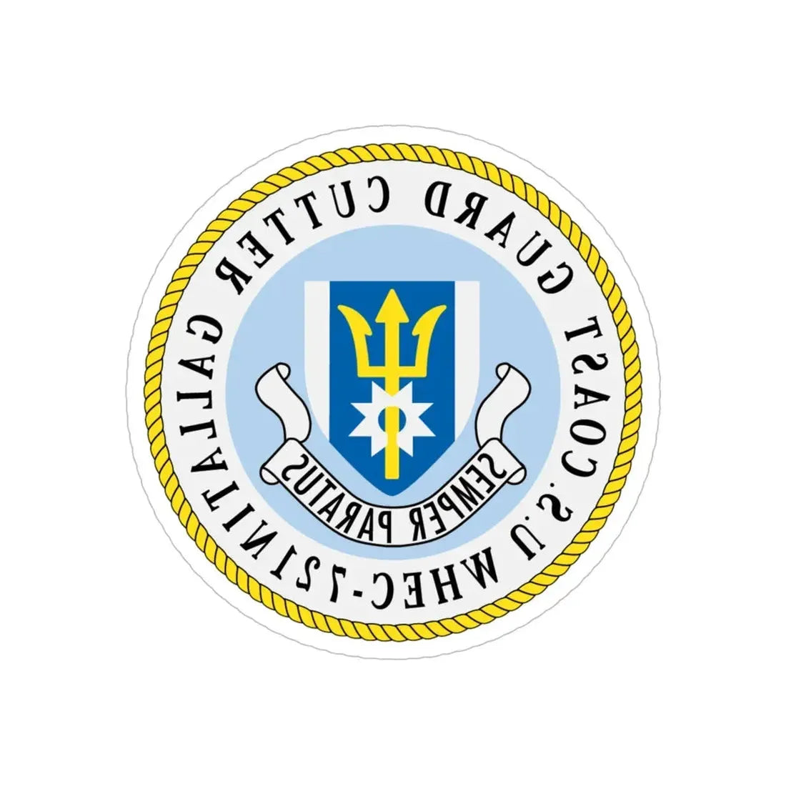 US Coast Guard Cutter Gallatin WHEC 721 (U.S. Coast Guard) REVERSE PRINT Transparent Die-Cut STICKER 5 Inch Die-Cut Transparent - The Sticker Space