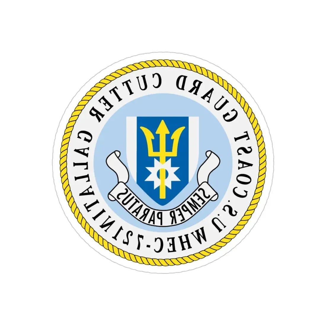 US Coast Guard Cutter Gallatin WHEC 721 (U.S. Coast Guard) REVERSE PRINT Transparent Die-Cut STICKER 6 Inch Die-Cut Transparent - The Sticker Space