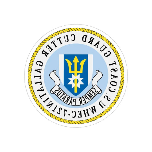 US Coast Guard Cutter Gallatin WHEC 721 (U.S. Coast Guard) REVERSE PRINT Transparent Die-Cut STICKER 6 Inch Die-Cut Transparent - The Sticker Space