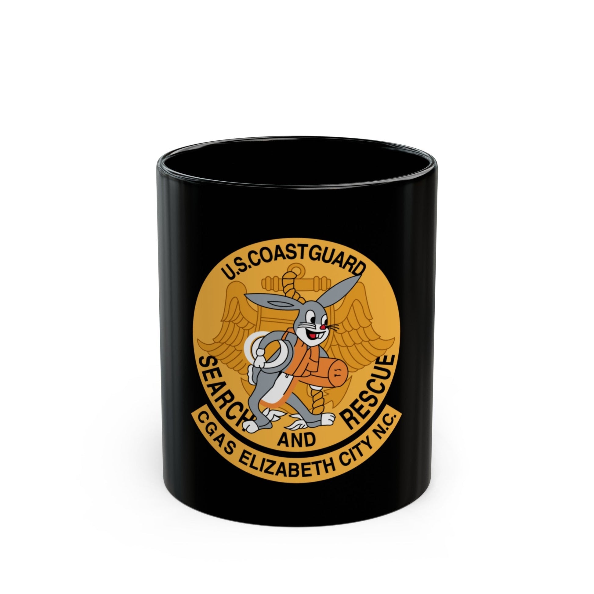 US Coast Guard Search And Rescue (U.S. Coast Guard) Black Coffee Mug-11oz-The Sticker Space