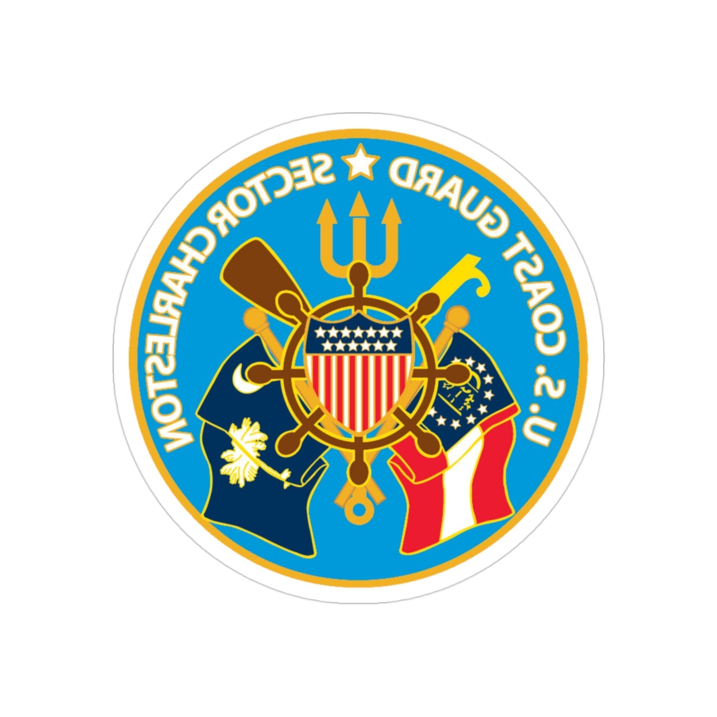 US Coast Guard Sector Charleston (U.S. Coast Guard) REVERSE PRINT Transparent STICKER-3" × 3"-The Sticker Space