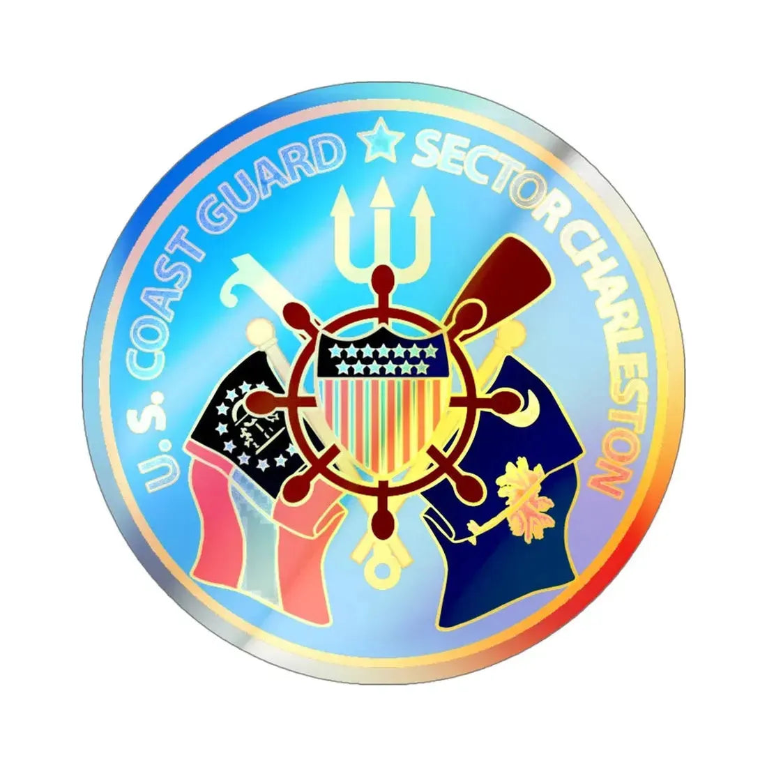 US Coast Guard Sector Charleston (U.S. Coast Guard) Holographic STICKER Die-Cut Vinyl Decal 4 Inch Holographic - The Sticker Space