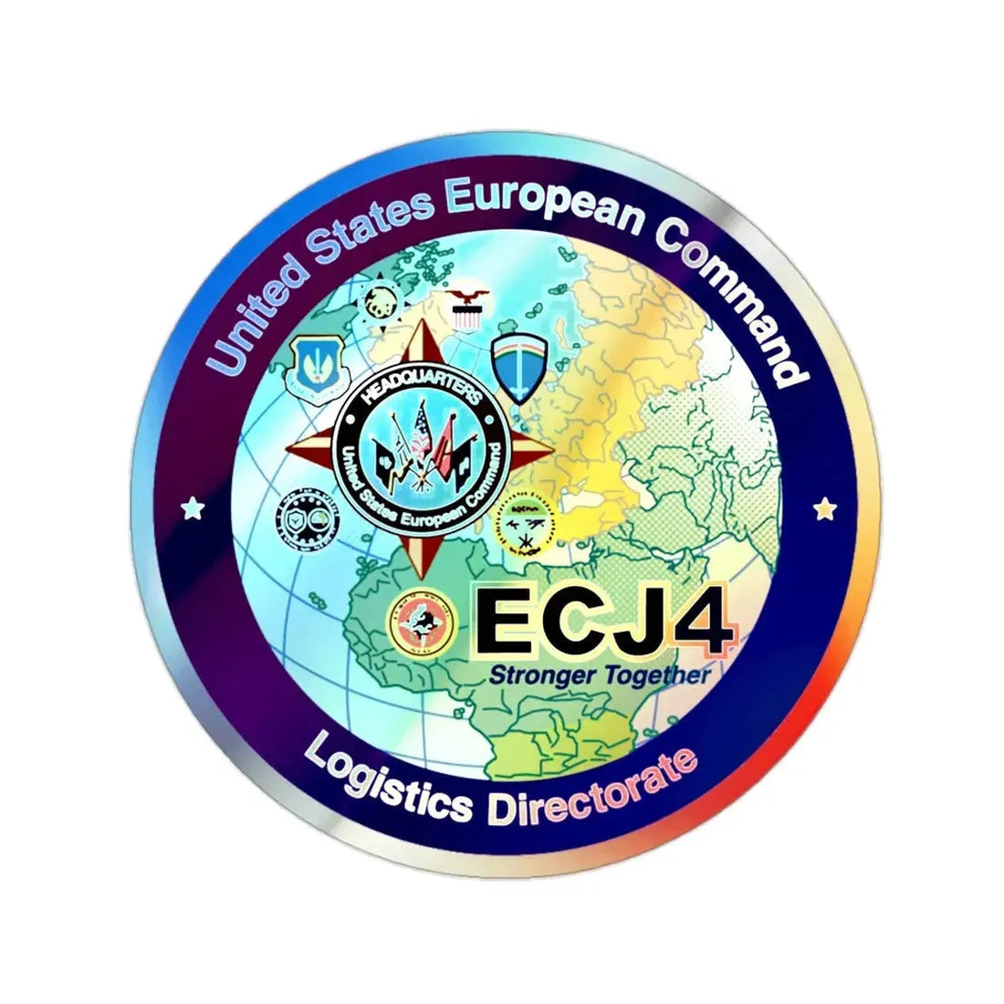 US European Command EC542 (U.S. Navy) Holographic STICKER Die-Cut Vinyl Decal 2 Inch Holographic - The Sticker Space
