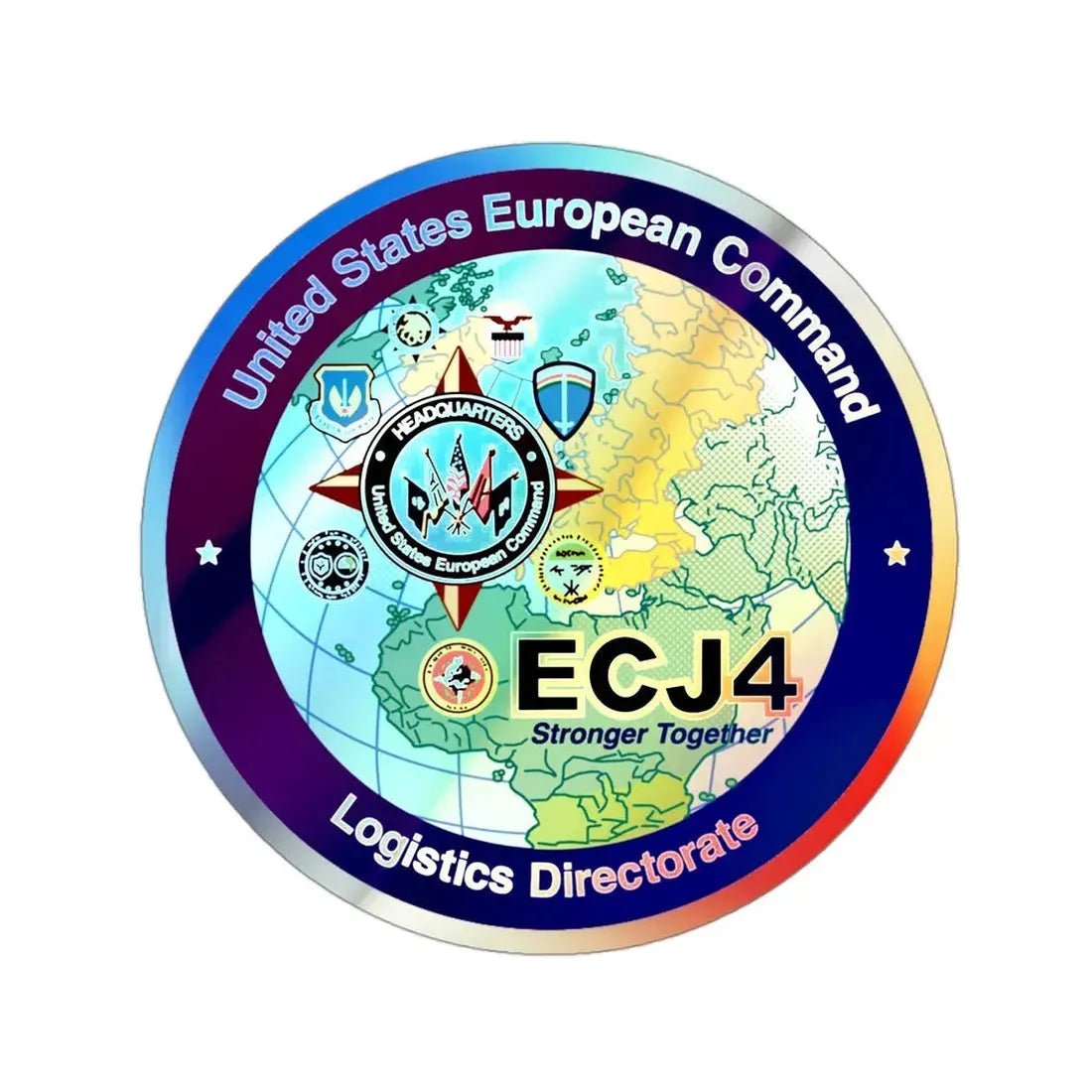US European Command EC542 (U.S. Navy) Holographic STICKER Die-Cut Vinyl Decal 3 Inch Holographic - The Sticker Space