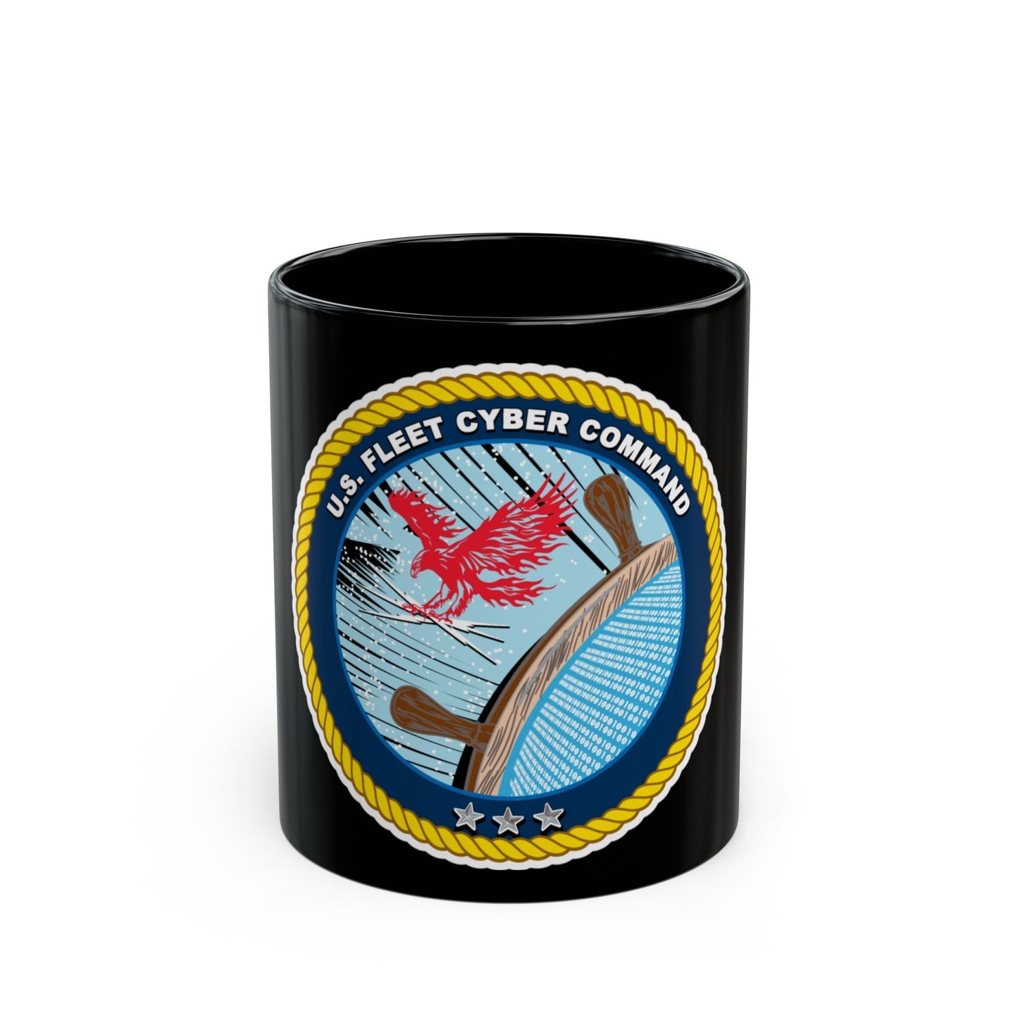 US Fleet Cyber Command (U.S. Navy) Black Coffee Mug-11oz-The Sticker Space