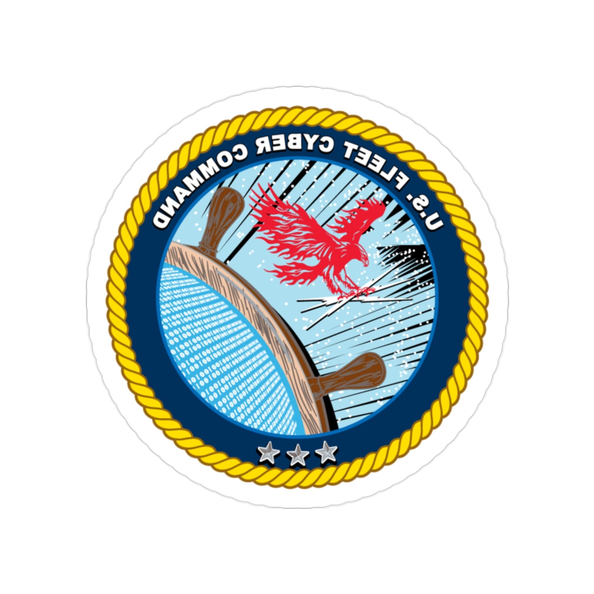 US Fleet Cyber Command (U.S. Navy) REVERSE PRINT Transparent STICKER-2" × 2"-The Sticker Space