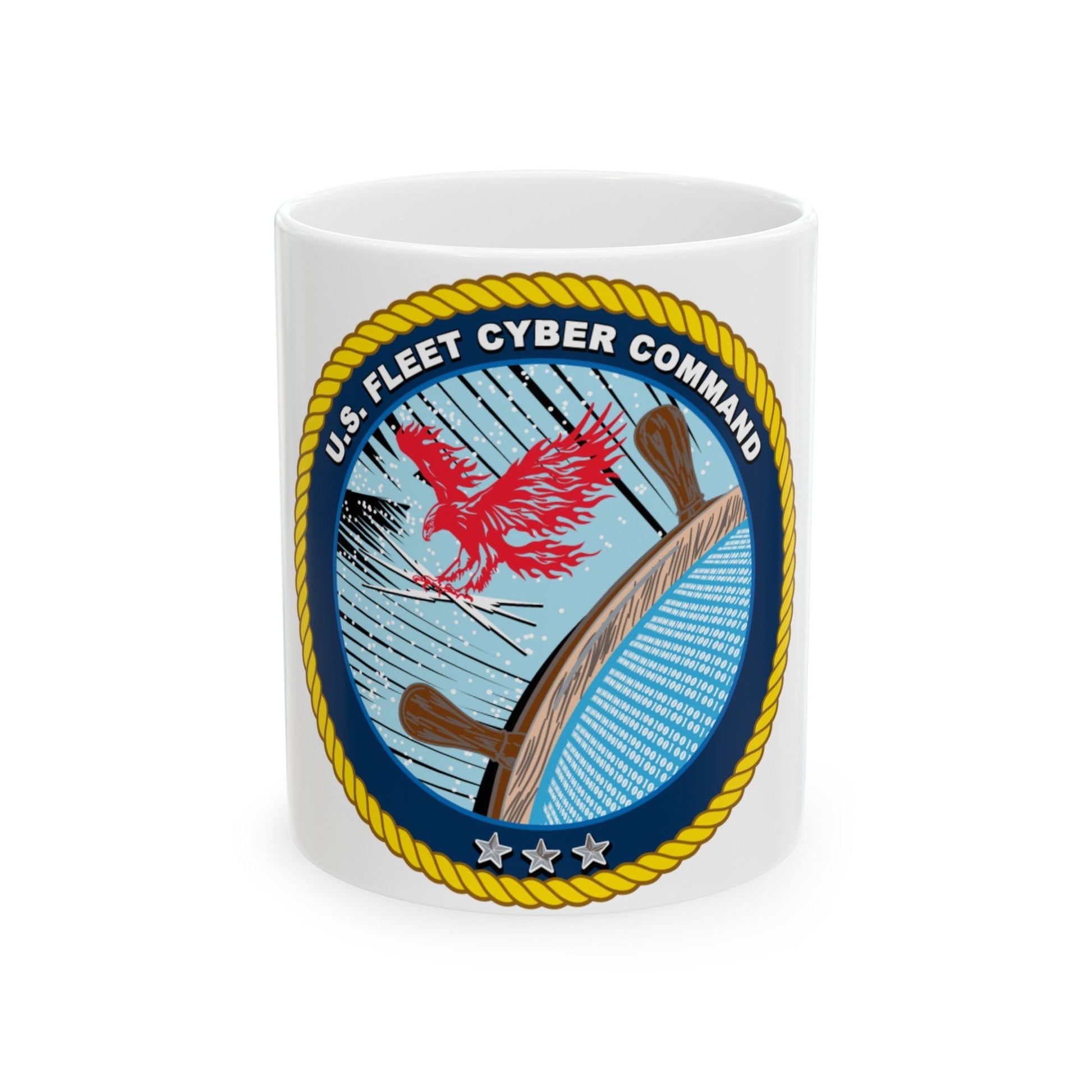 US Fleet Cyber Command (U.S. Navy) White Coffee Mug-11oz-The Sticker Space