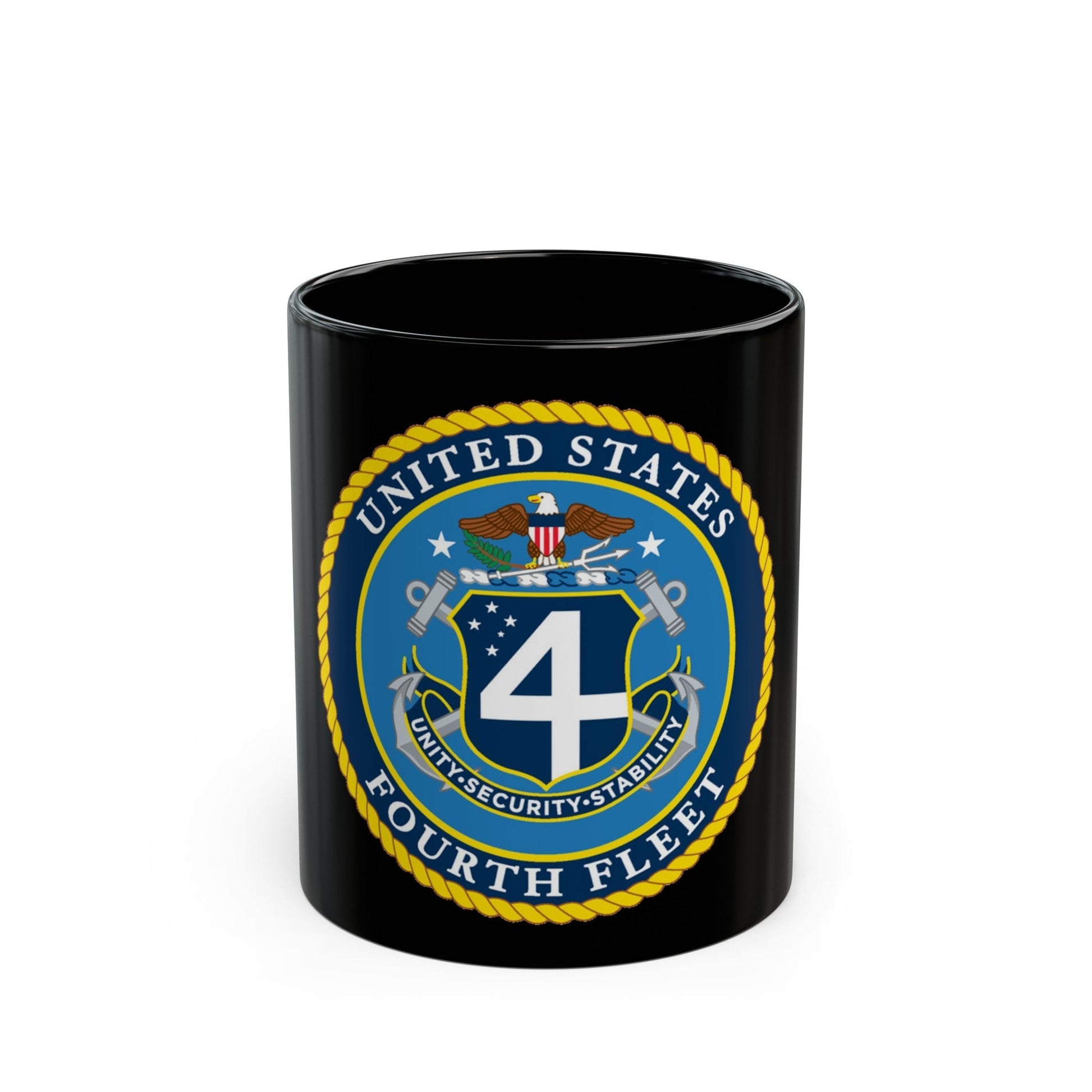 US Fourth Fleet (U.S. Navy) Black Coffee Mug-11oz-The Sticker Space