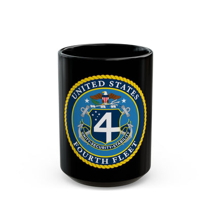 US Fourth Fleet (U.S. Navy) Black Coffee Mug-15oz-The Sticker Space