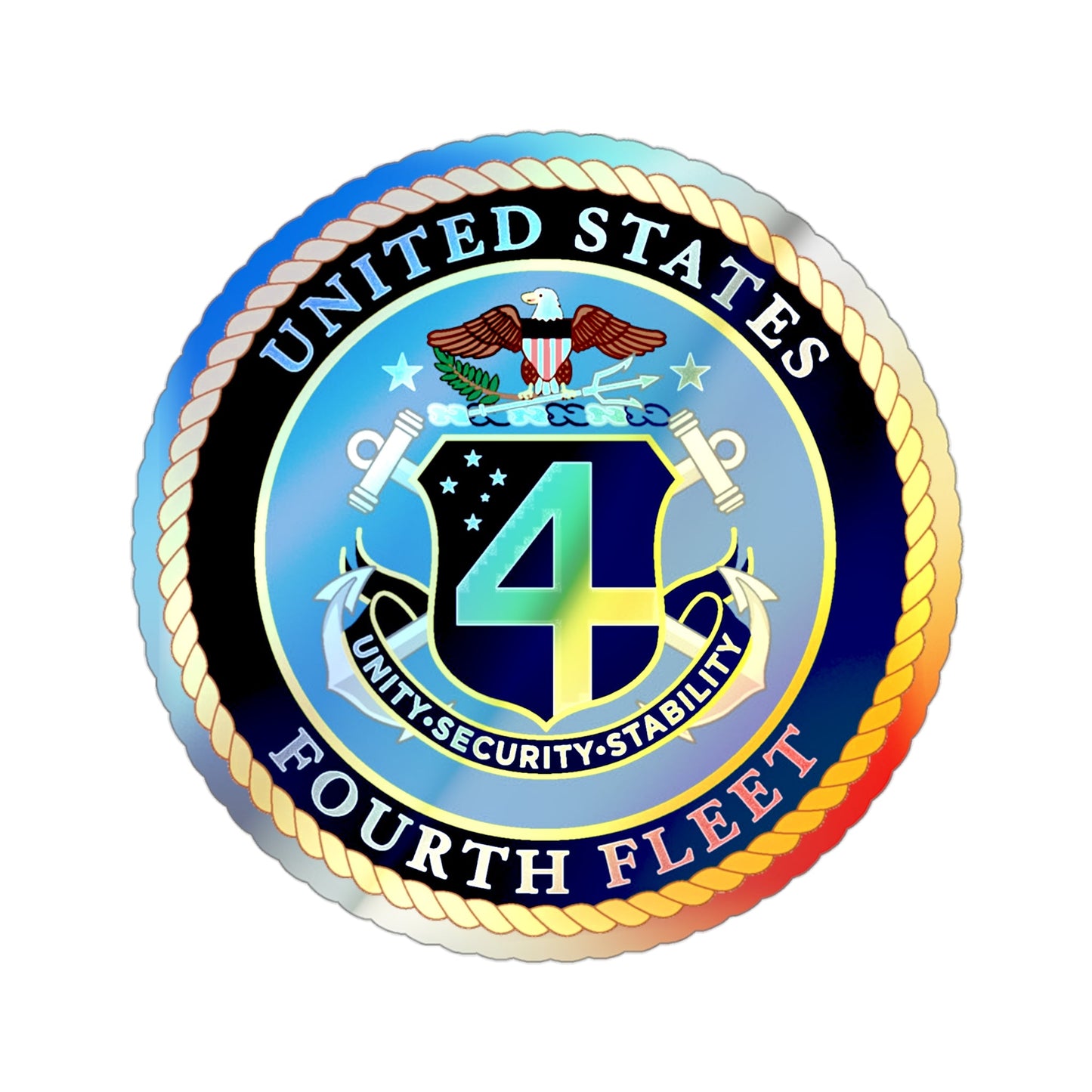 US Fourth Fleet (U.S. Navy) Holographic STICKER Die-Cut Vinyl Decal-3 Inch-The Sticker Space