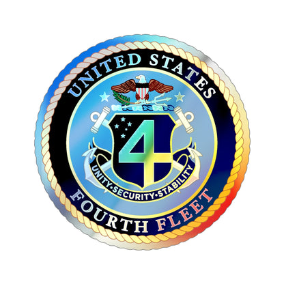 US Fourth Fleet (U.S. Navy) Holographic STICKER Die-Cut Vinyl Decal-6 Inch-The Sticker Space