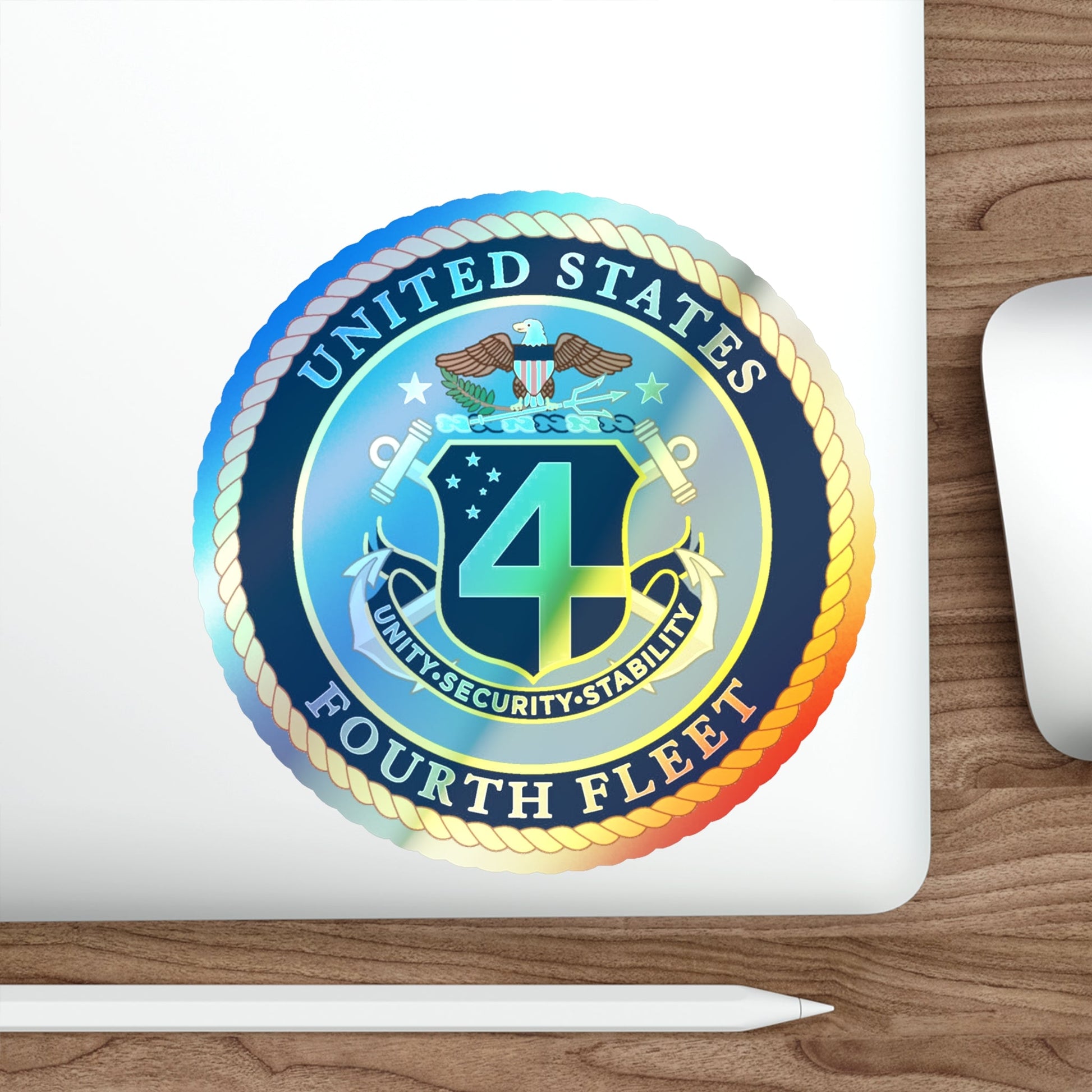 US Fourth Fleet (U.S. Navy) Holographic STICKER Die-Cut Vinyl Decal-The Sticker Space