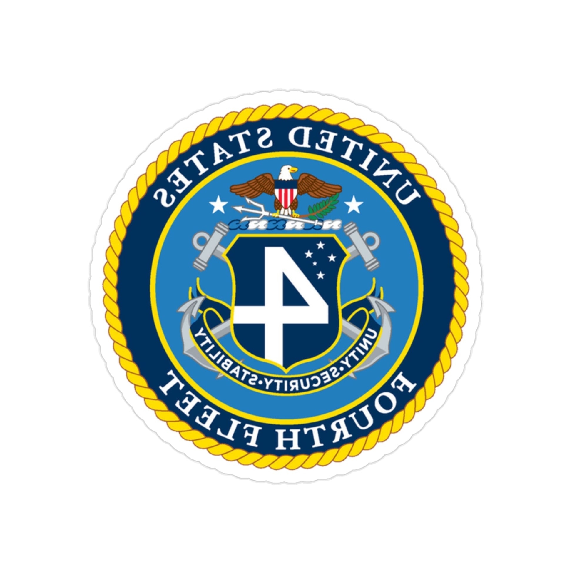 US Fourth Fleet (U.S. Navy) REVERSE PRINT Transparent STICKER-2 Inch-The Sticker Space