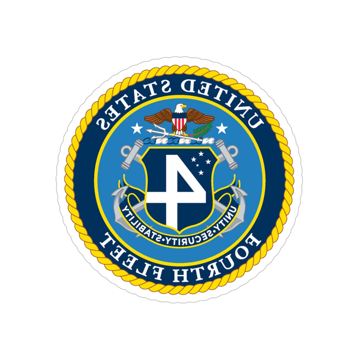 US Fourth Fleet (U.S. Navy) REVERSE PRINT Transparent STICKER-6" × 6"-The Sticker Space