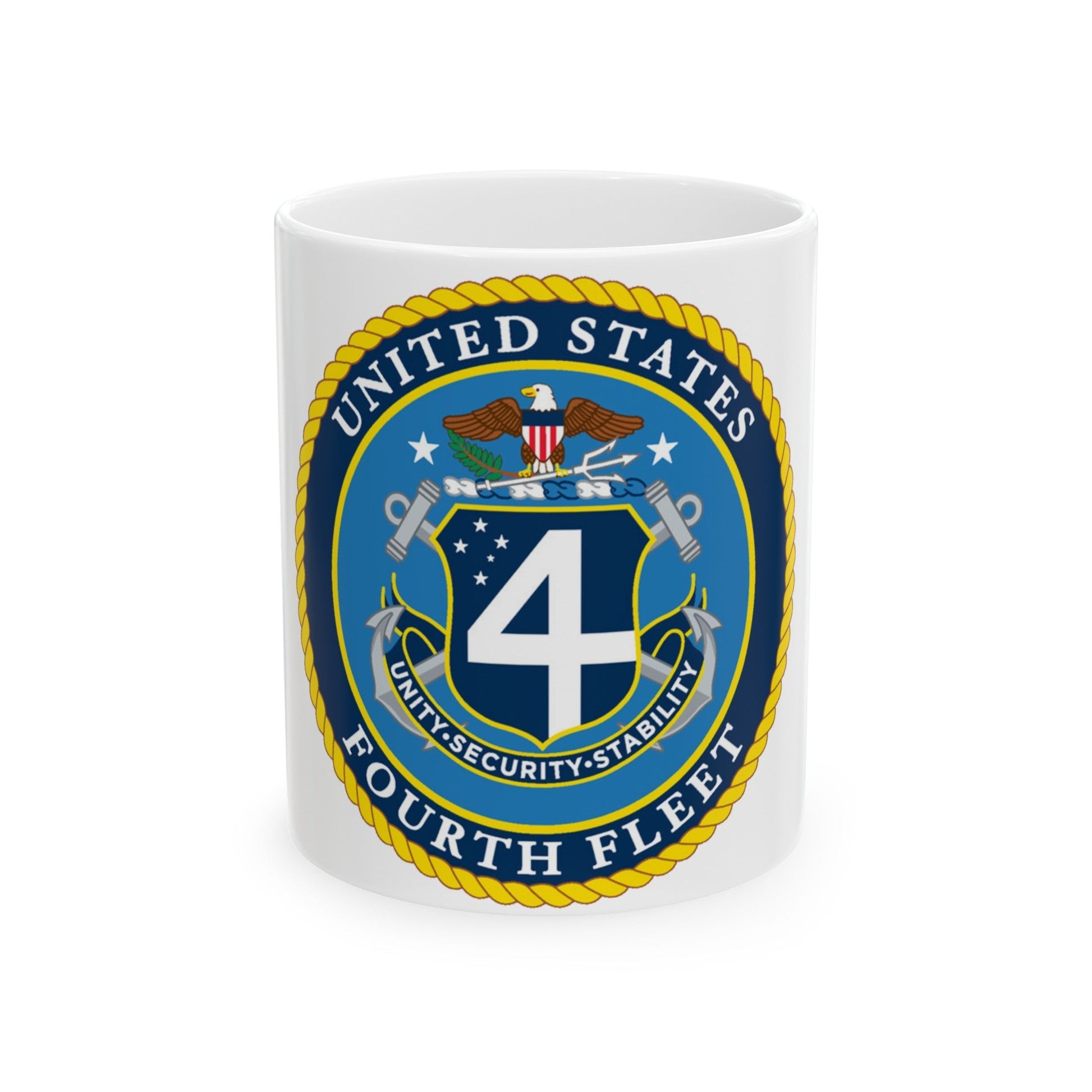 US Fourth Fleet (U.S. Navy) White Coffee Mug-11oz-The Sticker Space