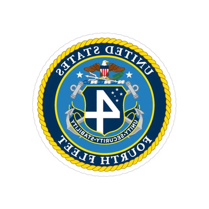 US Fourth Fleet (U.S. Navy) REVERSE PRINT Transparent Die-Cut STICKER 3 Inch Die-Cut Transparent - The Sticker Space