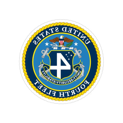 US Fourth Fleet (U.S. Navy) REVERSE PRINT Transparent Die-Cut STICKER 5 Inch Die-Cut Transparent - The Sticker Space