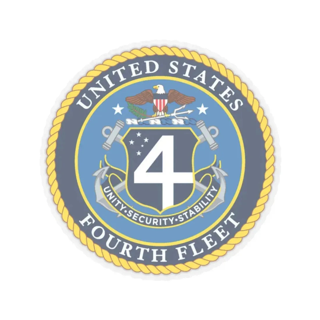 US Fourth Fleet (U.S. Navy) STICKER Vinyl Kiss-Cut Decal 2 Inch Transparent - The Sticker Space