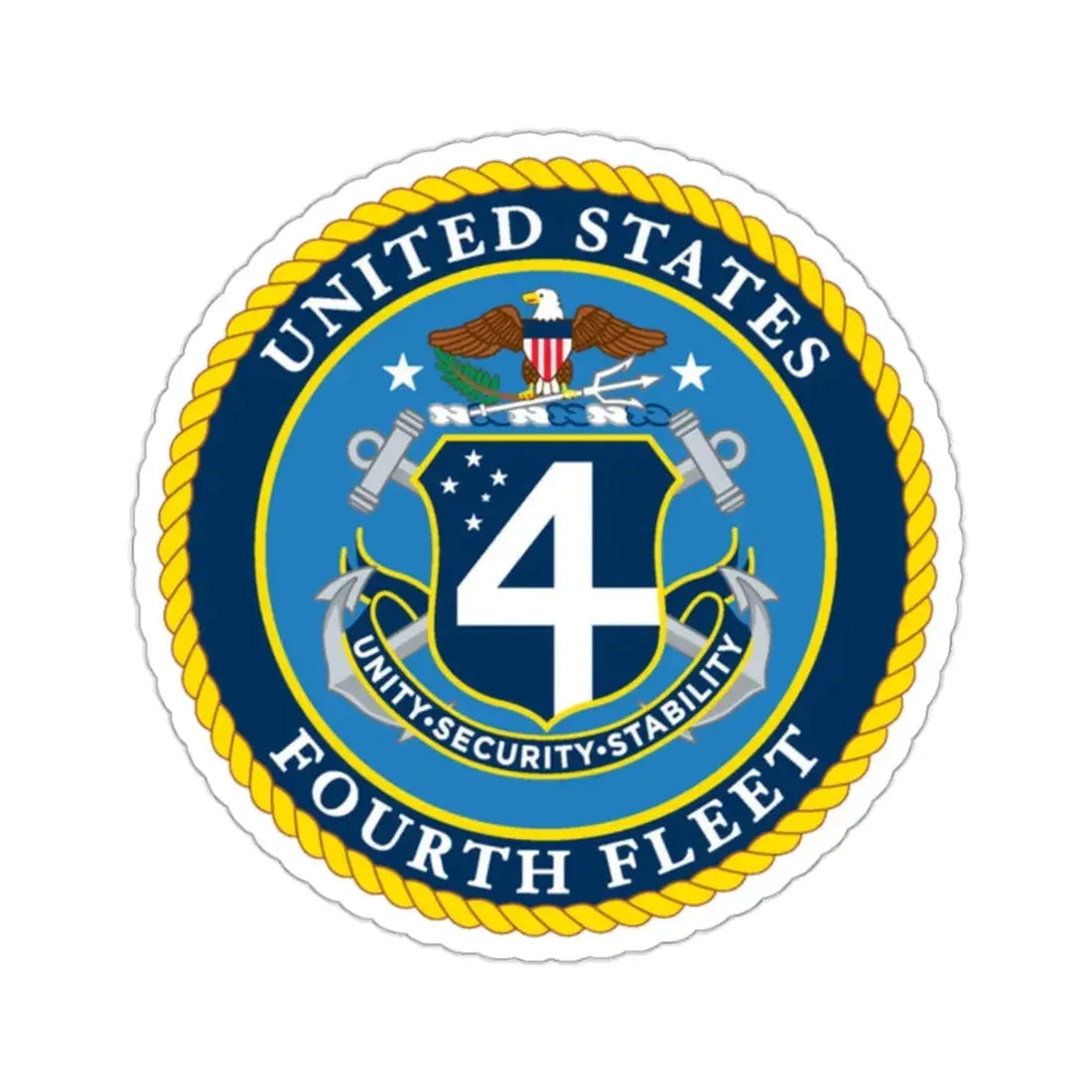 US Fourth Fleet (U.S. Navy) STICKER Vinyl Kiss-Cut Decal 2 Inch White - The Sticker Space