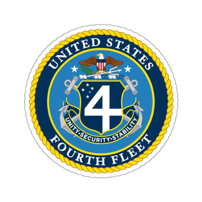 US Fourth Fleet (U.S. Navy) STICKER Vinyl Kiss-Cut Decal 4 Inch White - The Sticker Space