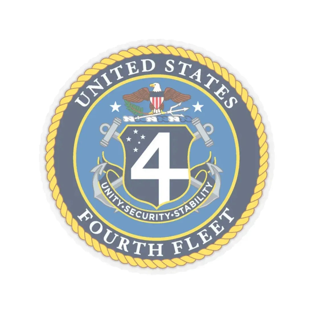 US Fourth Fleet (U.S. Navy) STICKER Vinyl Kiss-Cut Decal 6 Inch Transparent - The Sticker Space
