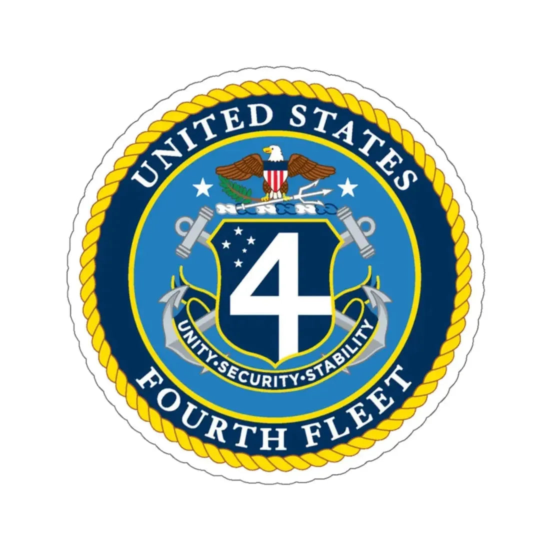 US Fourth Fleet (U.S. Navy) STICKER Vinyl Kiss-Cut Decal 6 Inch White - The Sticker Space