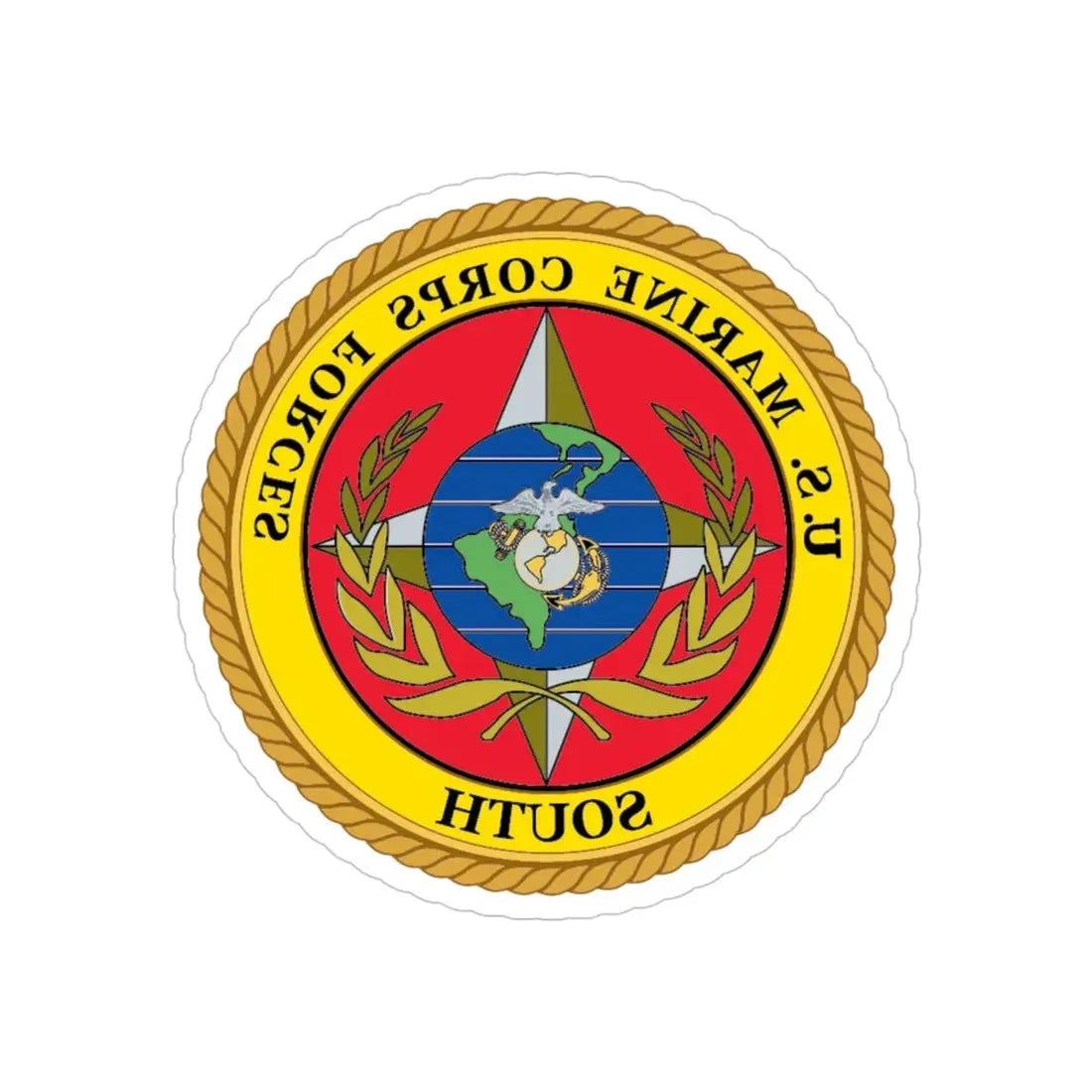 US Marine Corp Forces South (USMC) REVERSE PRINT Transparent Die-Cut STICKER 4 Inch Die-Cut Transparent - The Sticker Space