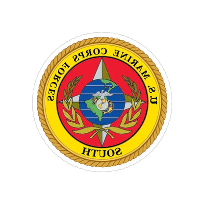 US Marine Corp Forces South (USMC) REVERSE PRINT Transparent Die-Cut STICKER 4 Inch Die-Cut Transparent - The Sticker Space