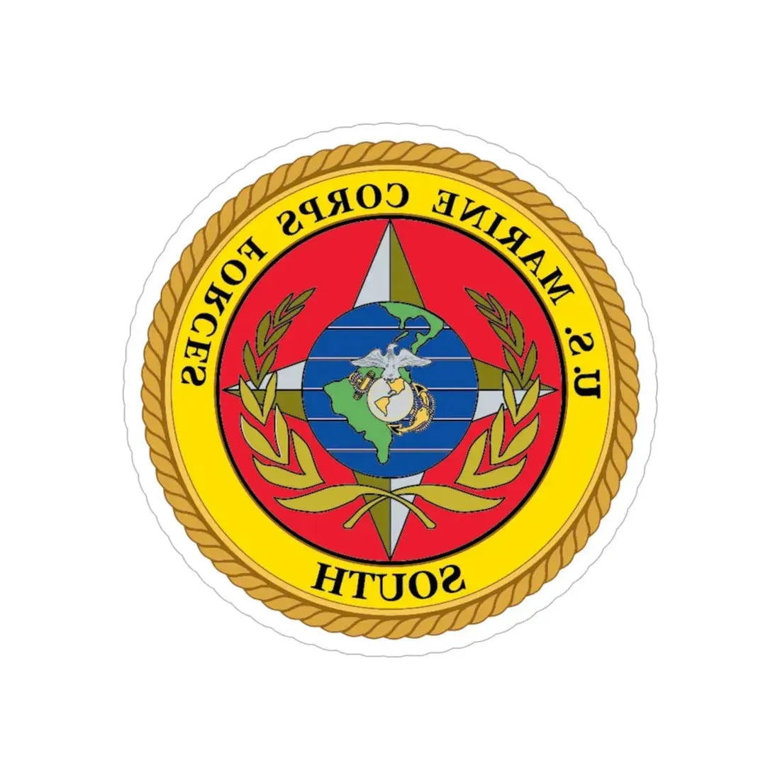 US Marine Corp Forces South (USMC) REVERSE PRINT Transparent Die-Cut STICKER 6 Inch Die-Cut Transparent - The Sticker Space
