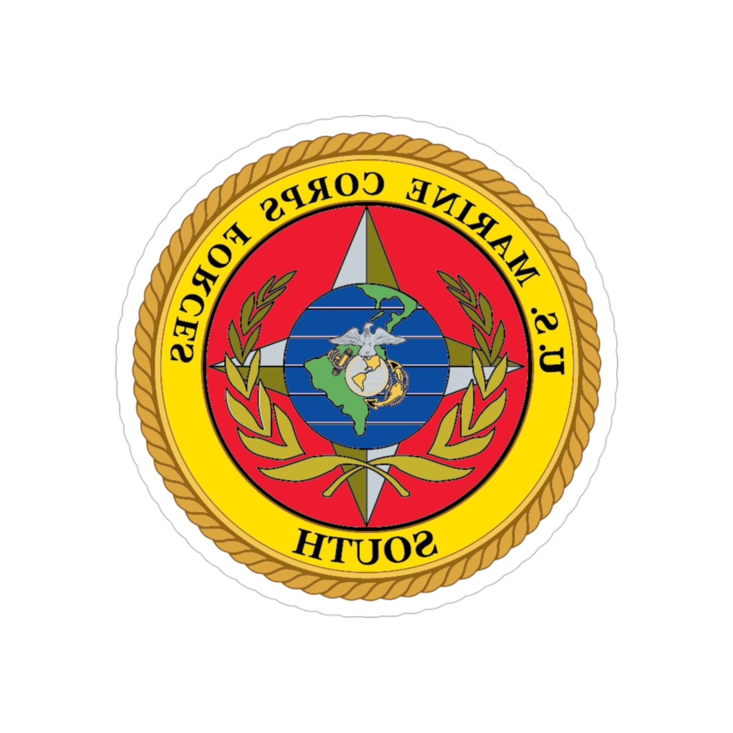 US Marine Corp Forces South (USMC) REVERSE PRINT Transparent STICKER-3" × 3"-The Sticker Space